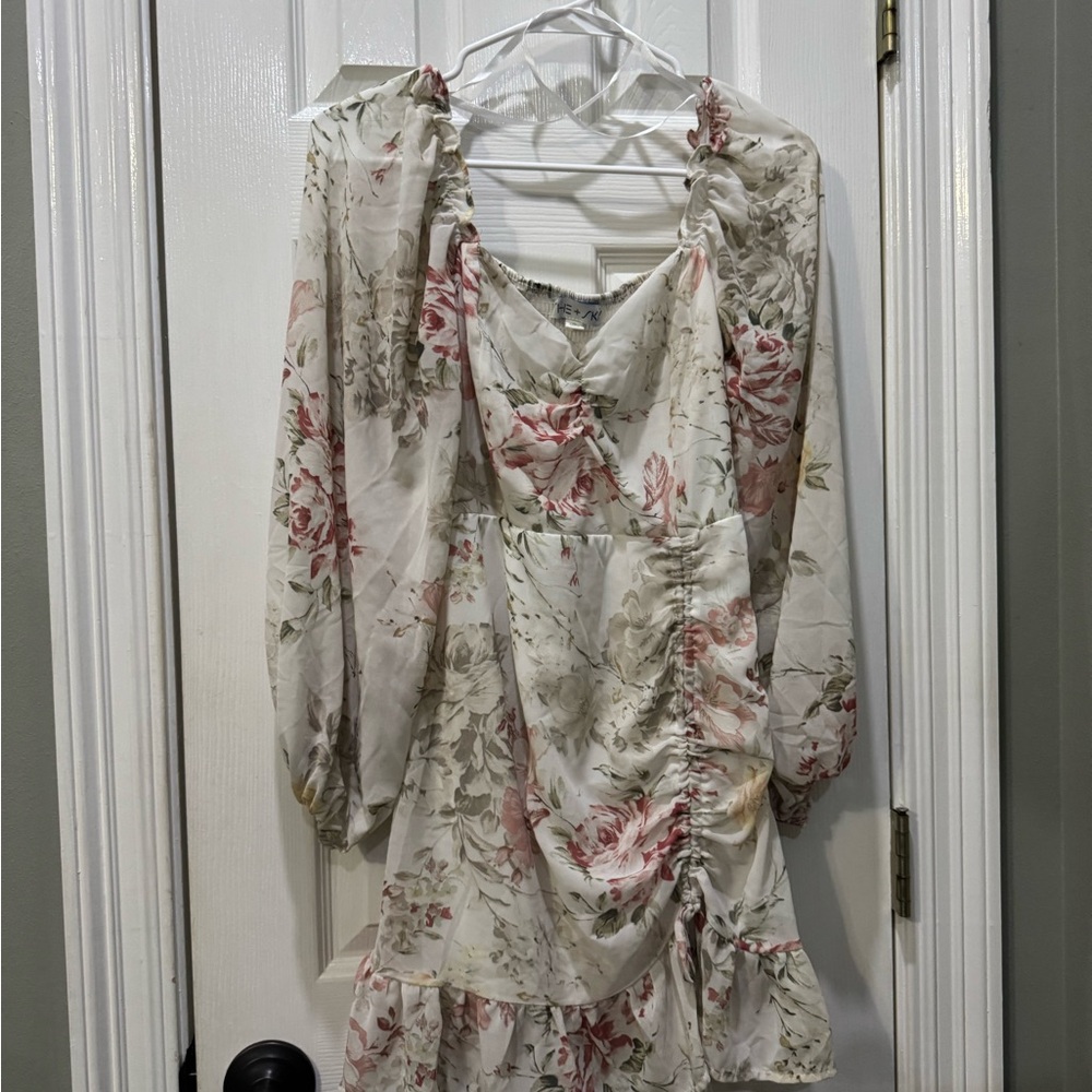 She + Sky White and Pink Floral Dress